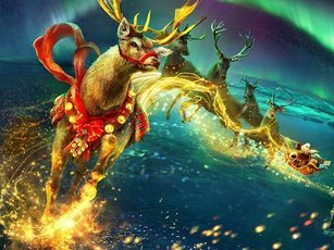 Санта-Клаус в волшебных санях пролетел над всей территорией России